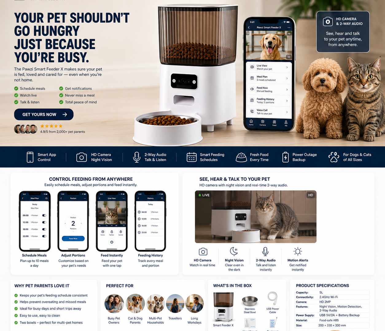 Pawzi™ Smart Feeder X – Never Miss A Meal Again