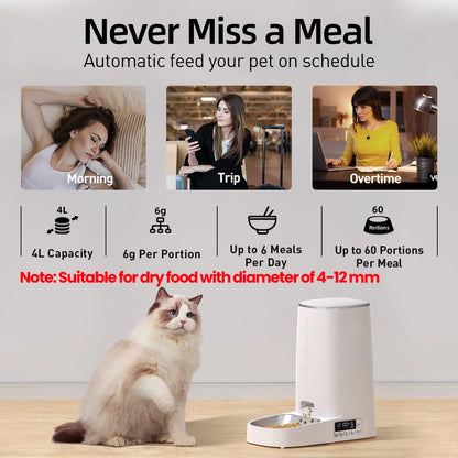 4L Automatic Pet Feeder Button Version Auto Cat Food Dispenser Accessories Smart Control Pet Feeder for Cats Dog Dry Food