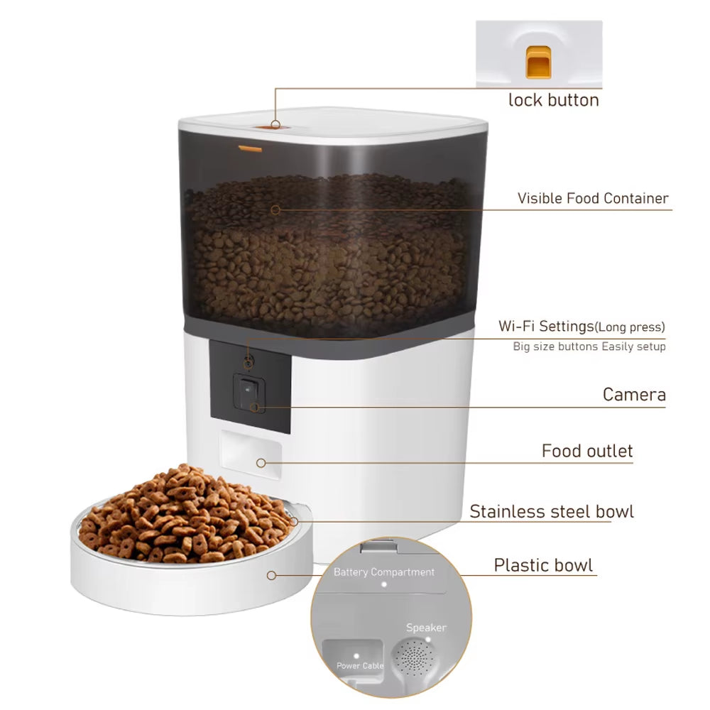 4L Large Capacity Smart Pet Feeder with Camera Cat Automatic Food Dispenser Timing Quantitative APP Remote Feeder Accessories
